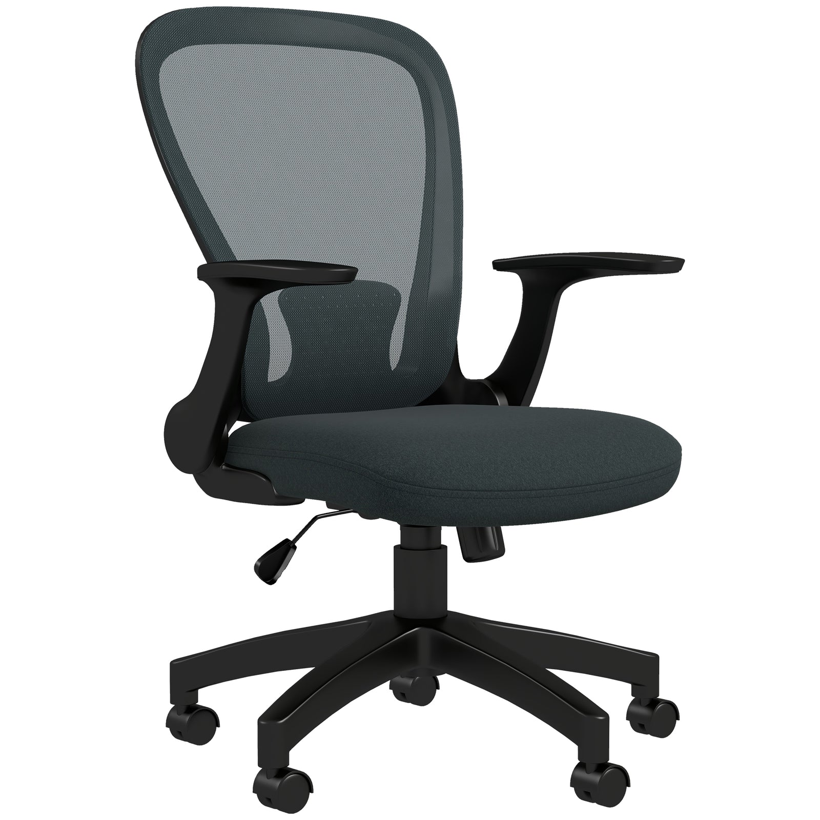 Ergonomic Office Chair, Mesh Desk Chair with Flip-up Armrest, Lumbar Back Support, Swivel Wheels, Grey