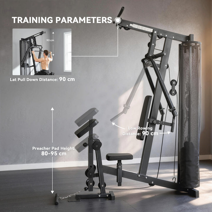 Multi Gym with Adjustable Seat and Back, All in One Home Gym Machine w