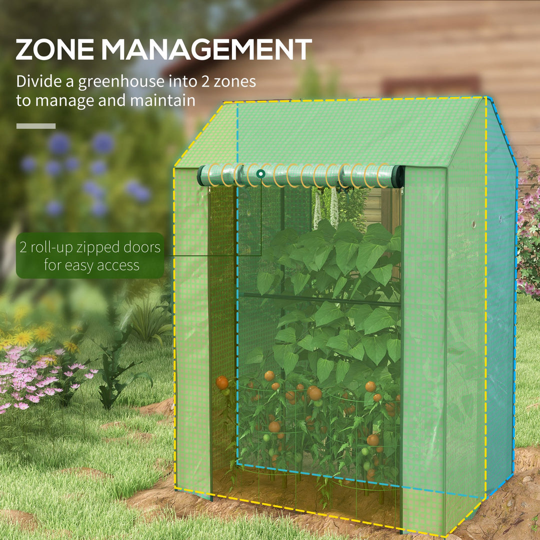 Green House, Mini Greenhouse with 2 Roll-up Doors, Vent Holes and Reinforced Cover, 100 x 80 x 150cm