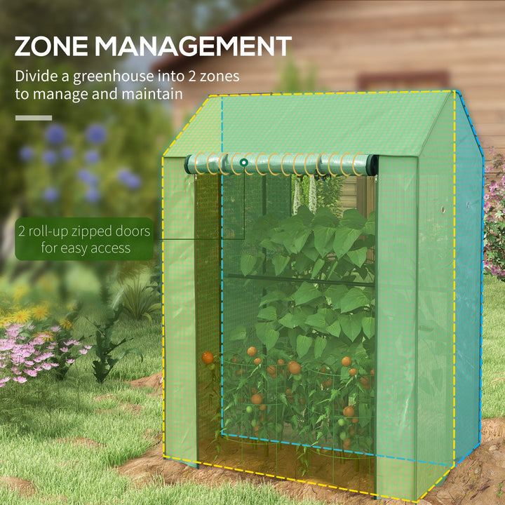 Green House, Mini Greenhouse with 2 Roll-up Doors, Vent Holes and Reinforced Cover, 100 x 80 x 150cm