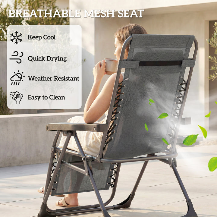 Zero Gravity Chairs Set of 2, Folding Sunloungers Reclining Garden Cha