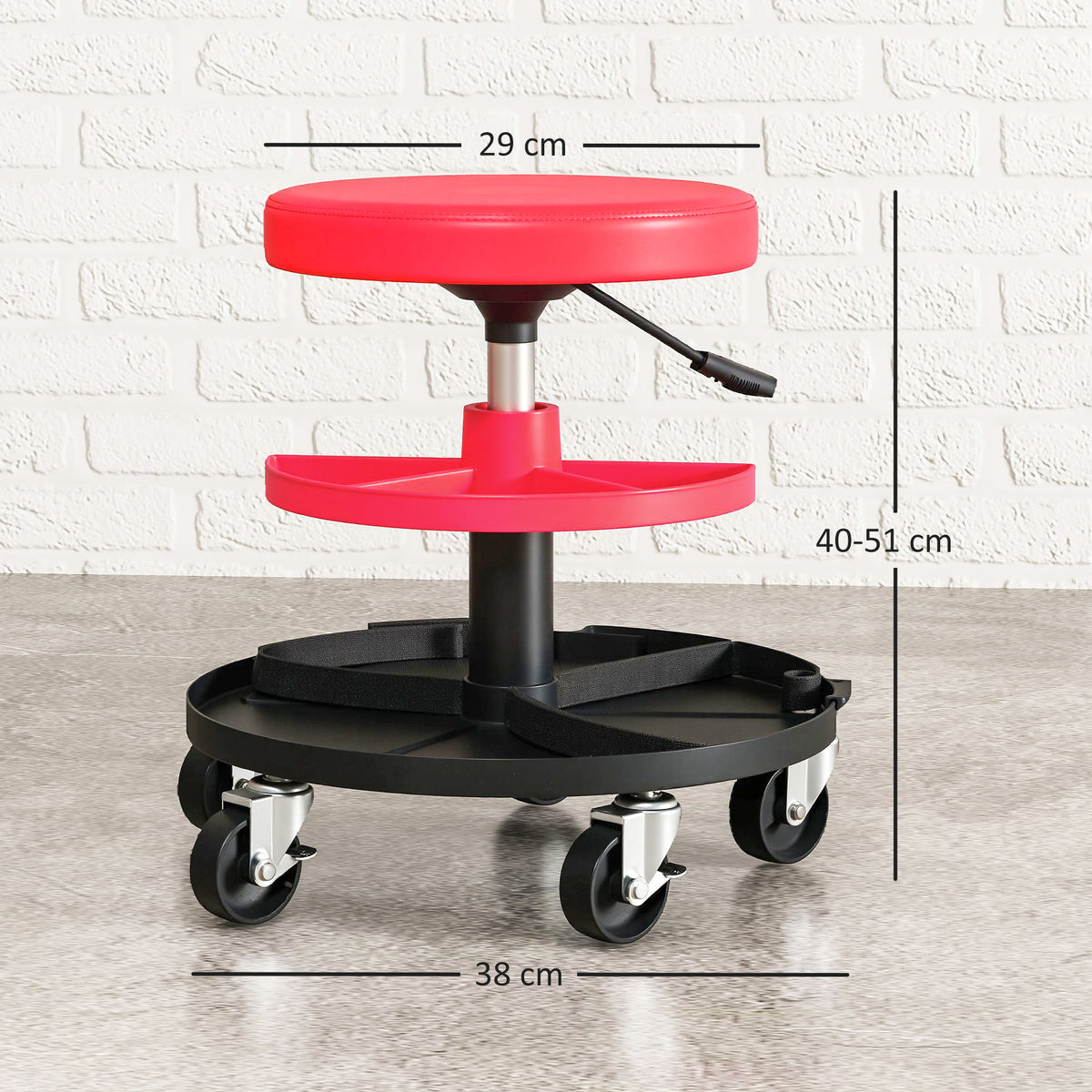 Rolling Mechanic Stool, 135kg Capacity Workshop Stool, 360° Swivel Rol
