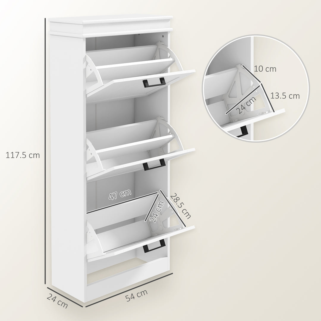 Three-Drawer Minimalistic Shoe Storage Cabinet, for 15 Shoes
