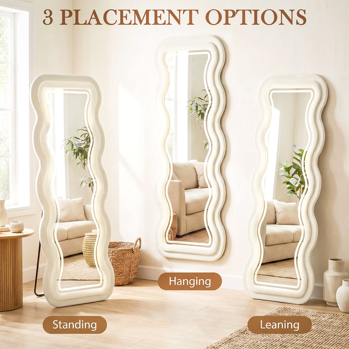 Full Length Mirror, 160 x 60 cm Wavy Full Body Wall Standing Mirror - view 6