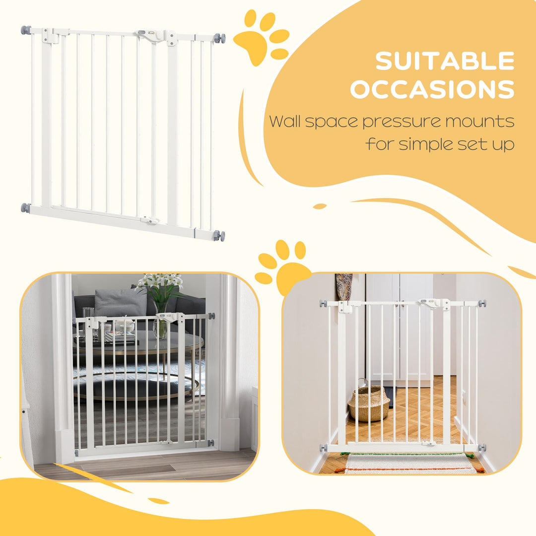 Adjustable Safety Gate w/ One Extensions, Four Adjustable Screws, White