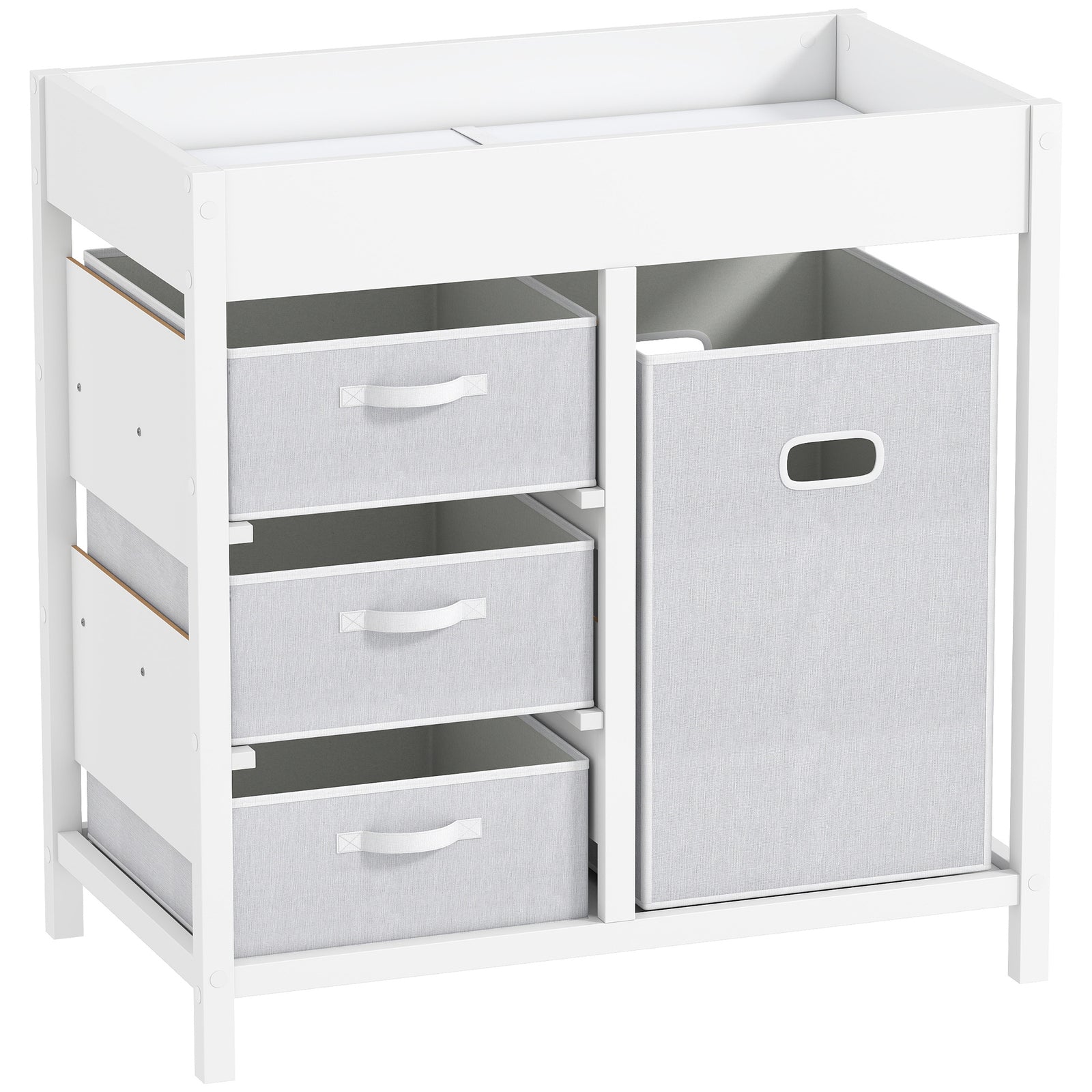 AIYAPLAY Baby Changing Unit with 4 Storage Drawers, Mat for Bedroom Nursery, 84 x 84.5 cm, White