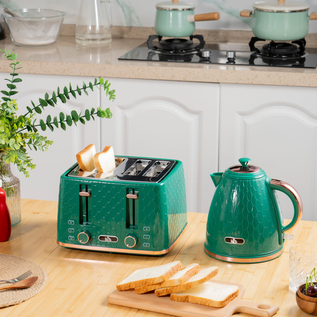 Kettle and Toaster Set, 1.7L 3000W Fast Boil Jug Kettle with Auto Shut Off, 4 Slice Toaster with 7 Level Browning Controls &amp; Crumb Tray, UK Otter Thermostat