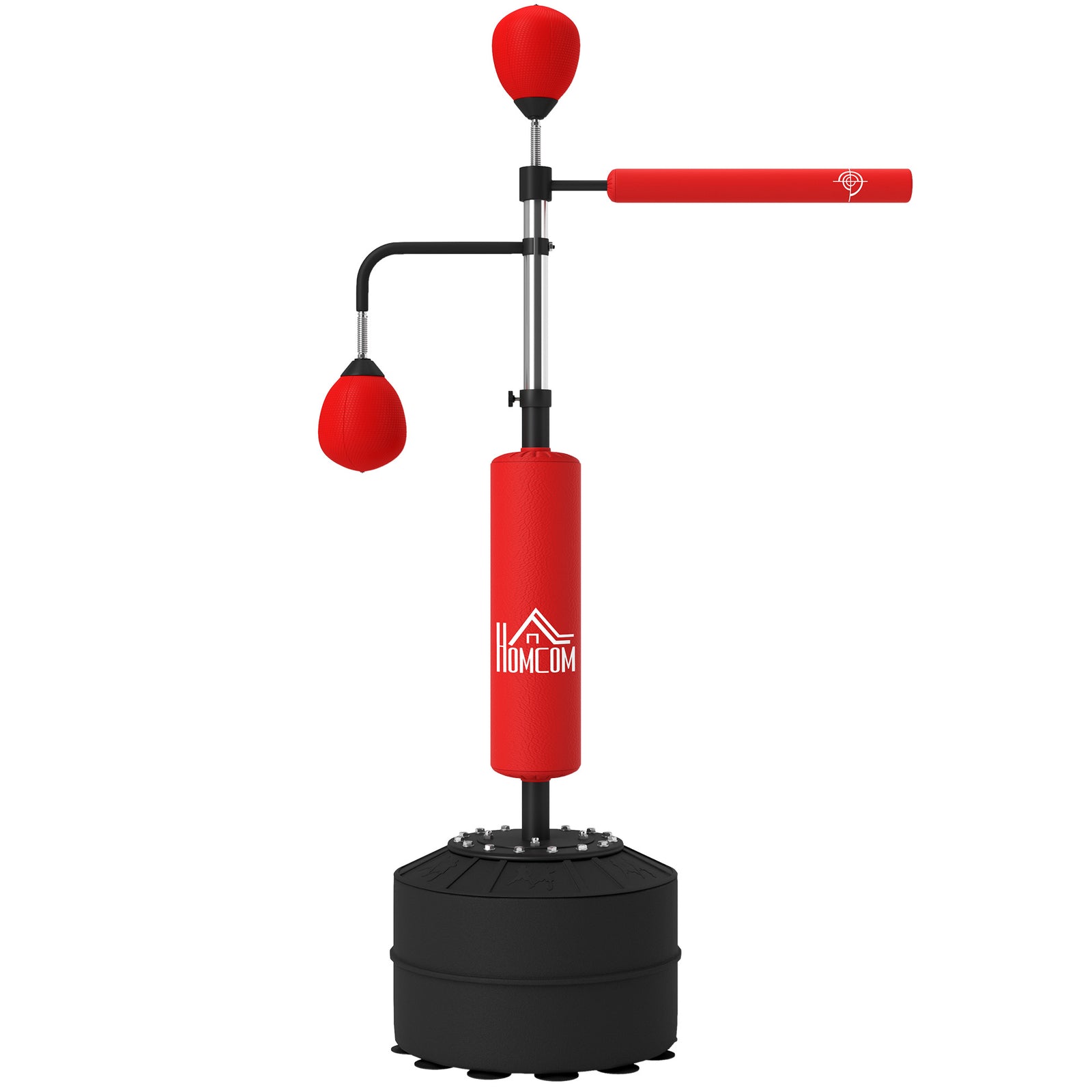 4-in-1 Boxing Punching Bag, Freestanding with 2 Speed Bals, 360° Reflex Bar, 160-230cm Adjustable Height, Red