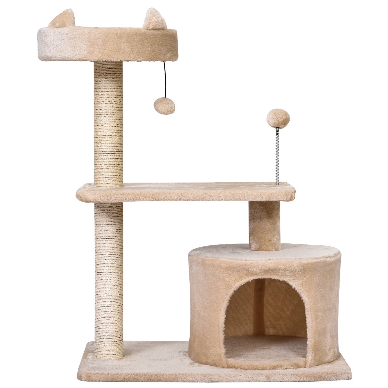 Cat Tree for Indoor Cats with Scratching Post Climbing Tower Kitty Activity Centre Condo Perch Jumping Platforms Beige 60L x 40W x 81H cm