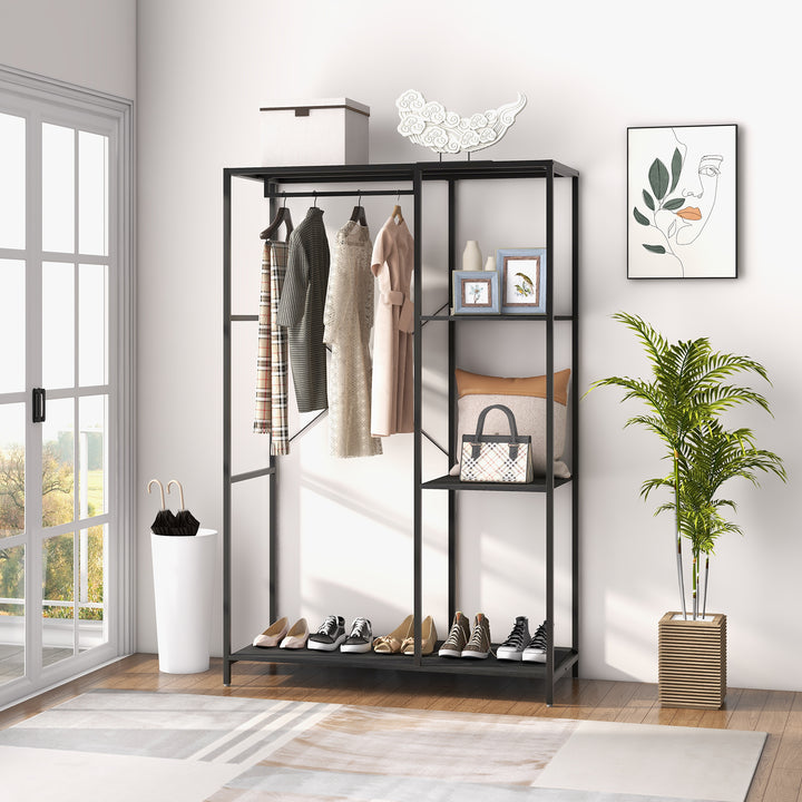 HOMCOM Coat Rack w/ Shoe Storage, 170cm Free Standing Hall Tree w/ Hanging Rail & Storage Shelves, 2-In-1 Coat Stand for Hallway, Entryway, | Aosom UK