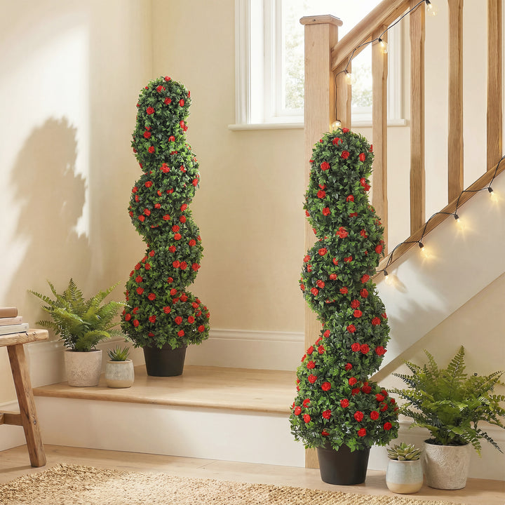 Decorative Artificial Plants Set of 2, UV Resistant Fake Plants in Pot