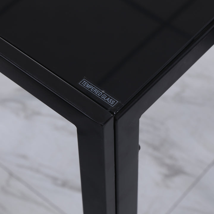 Modern Rectangular Dining Table for 4 People Glass Kitchen Table with Tempered Glass Top and Metal Legs for Dining Room, Living Room (Chairs Not Included)