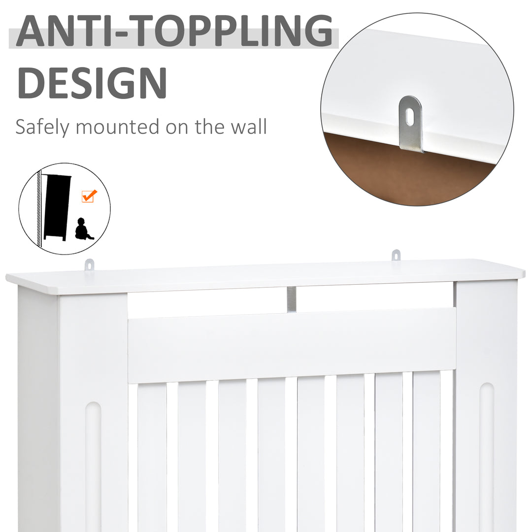 Slatted Radiator Cover Painted Cabinet MDF Lined Grill in White (78L x 19W x 81H cm)