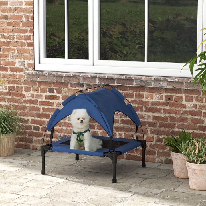 PawHut Raised Cooling Pet Bed, Breathable Mesh, Washable, for Small to Medium Dogs, 76 x 61 x 69.5cm, Dark Blue
