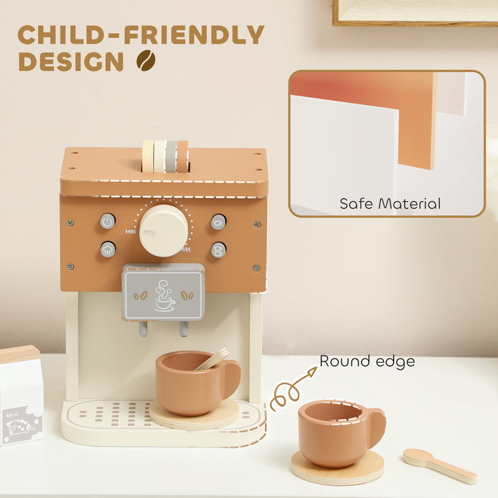 MCL Kids Wooden Coffee Machine Toy, Pretend Play Kitchen Accessories Gift for Boys and Girls Ages 3+