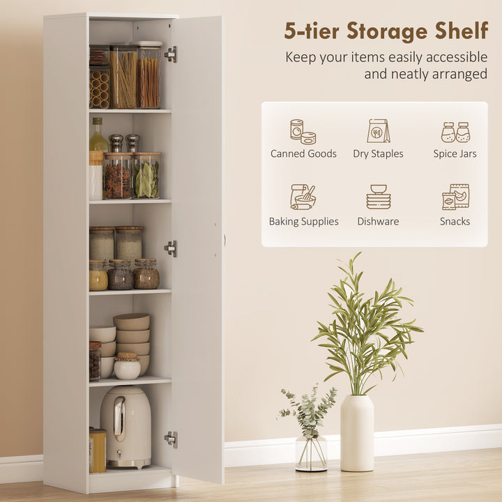 180cm Tall Kitchen Cupboard, Freestanding 5-Tier Pantry Storage Cabine
