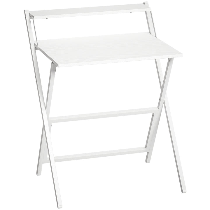 70 cm Folding Computer Desk with Monitor Shelf - White