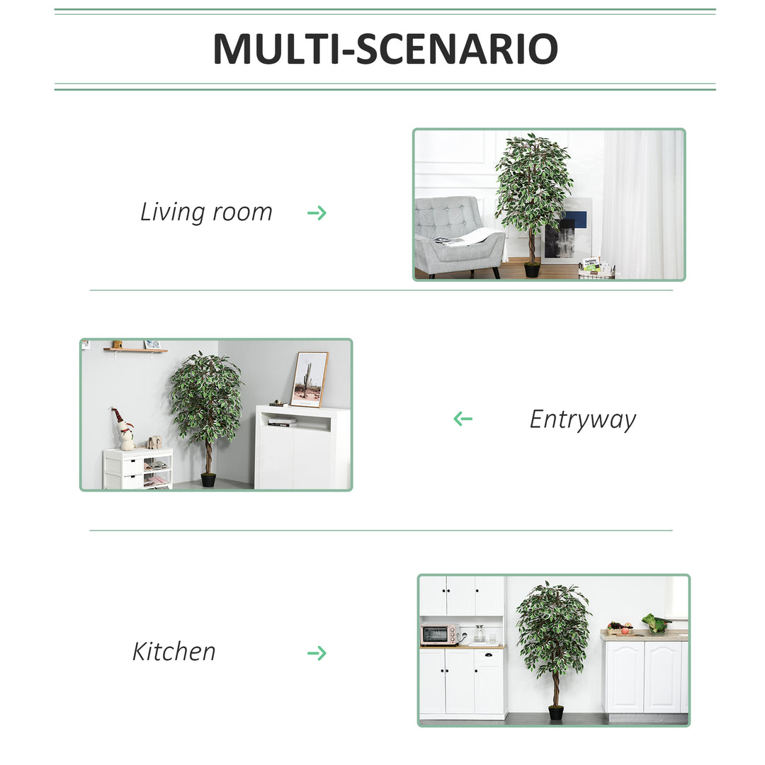 160cm/5.2FT Artificial Ficus Silk Tree with Nursery Pot, Decorative Fake Plant, for Indoor Outdoor Décor
