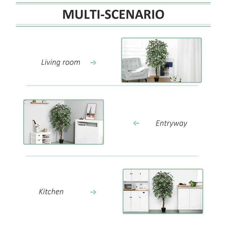 160cm/5.2FT Artificial Ficus Silk Tree with Nursery Pot, Decorative Fake Plant, for Indoor Outdoor Décor