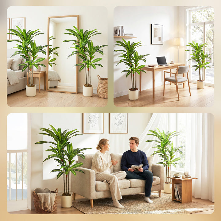 120cm Lifelike Fake Tree, Artificial Dracaena Tree with Bendable Trunk