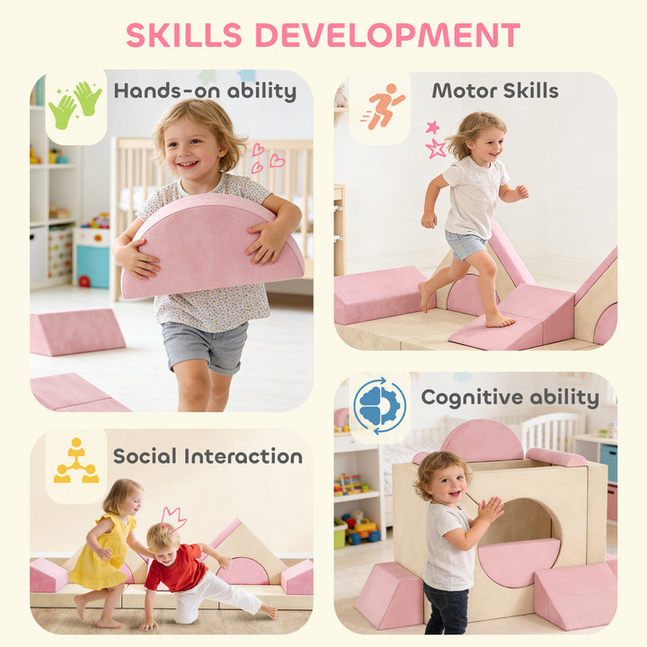 Kids Play Sofa, 12 Pieces Foam Modular Soft Play Set for Playroom, Chi