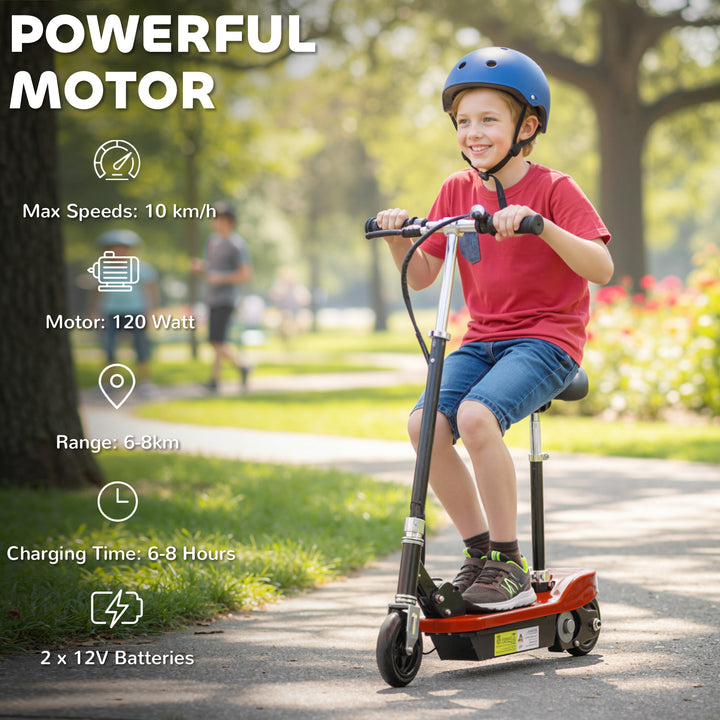 MCL Powered E-Scooter Ride-On, with Brakes, Adjustable Seat, Adjustable Handlebars, Red