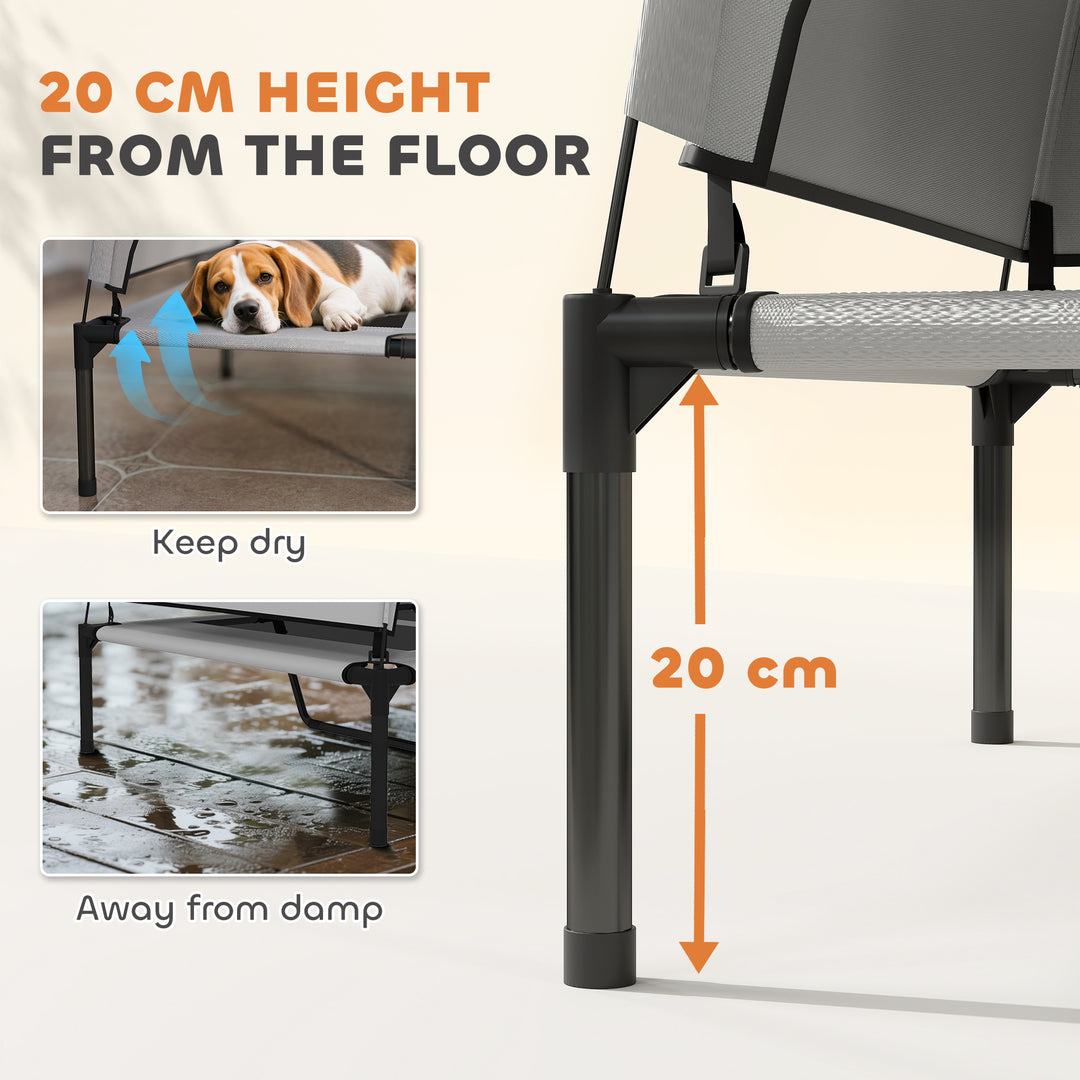Portable Elevated Dog Bed with Removable Canopy, Cooling Raised Pet Cot for Medium Large Dogs, 92 x 75 x 89 cm