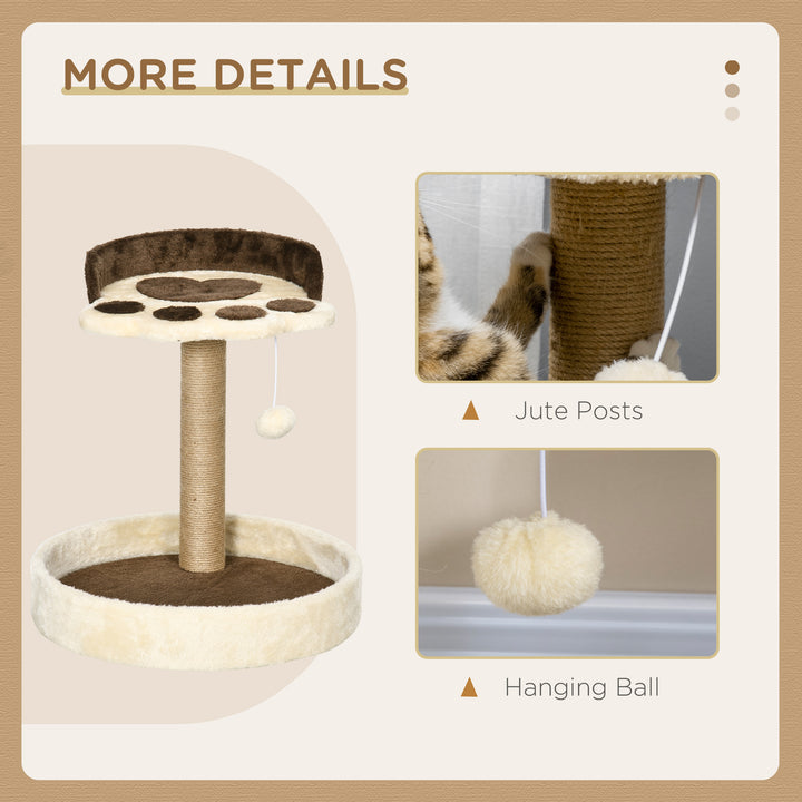 44cm Cat Tower, Cat Tree for Indoor Cats, with Sisal Cat Scratching Post, Toy Ball - Brown