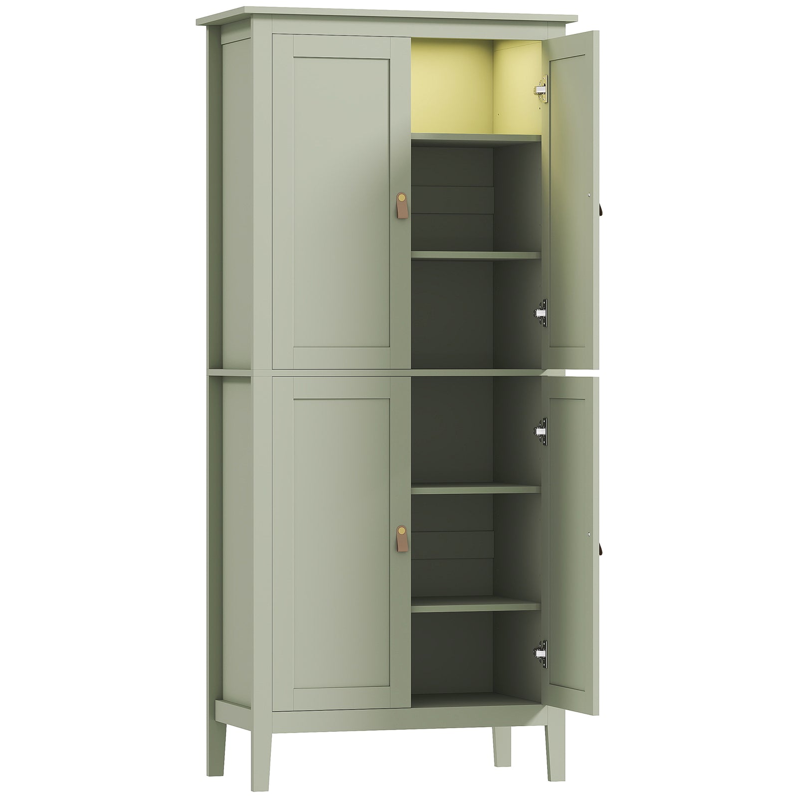 Tall Pantry Cupboard with Motion Sensor LED Light - Green