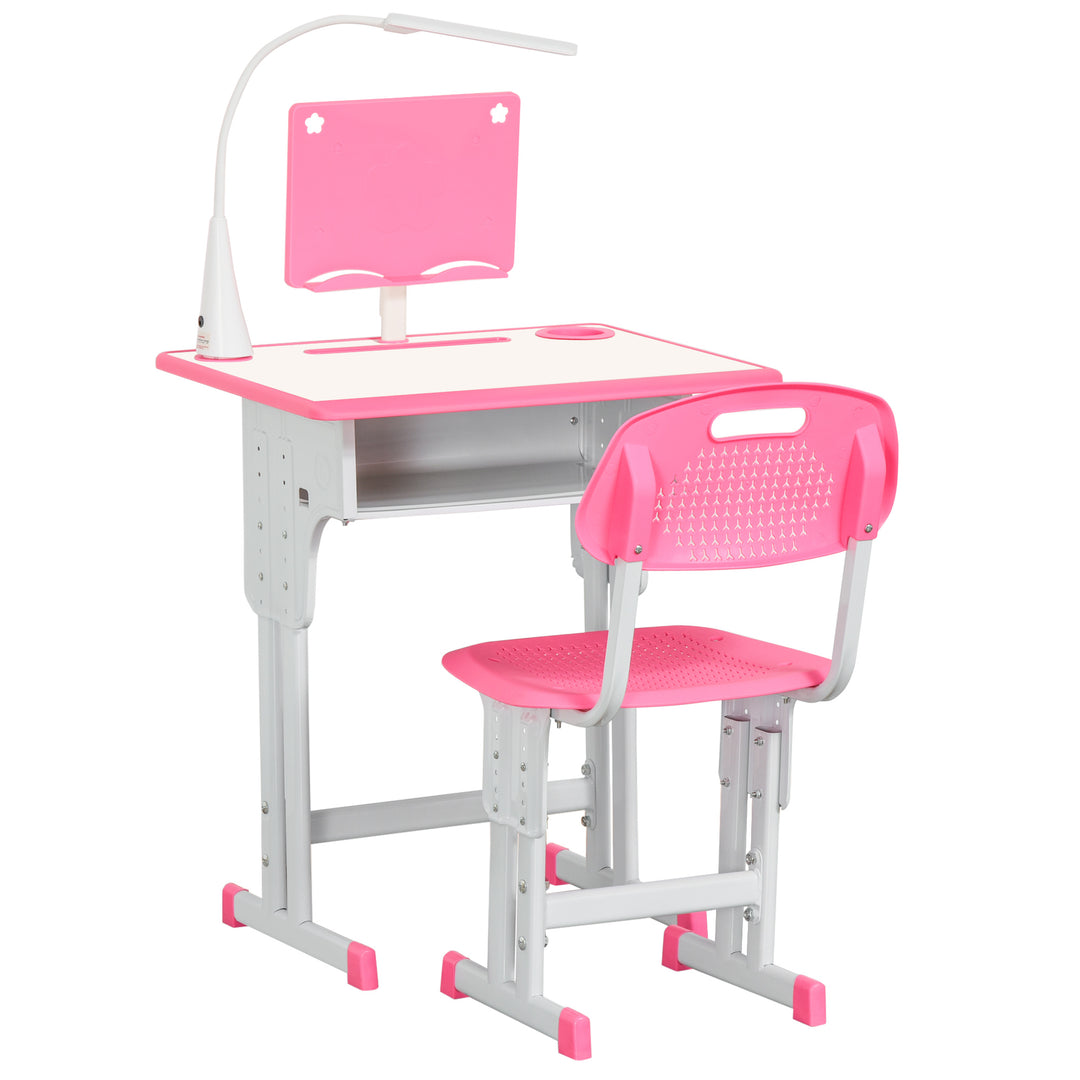 Kids Desk and Chair Set Adjustable Height Study Table Set with Drawer,