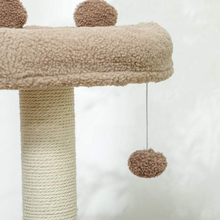 Cat Tree for Indoor Cats, 88cm Cat Tower with Sisal Scratching Post, Hanging Ball, Large Cat Perch, Stairs, Brown