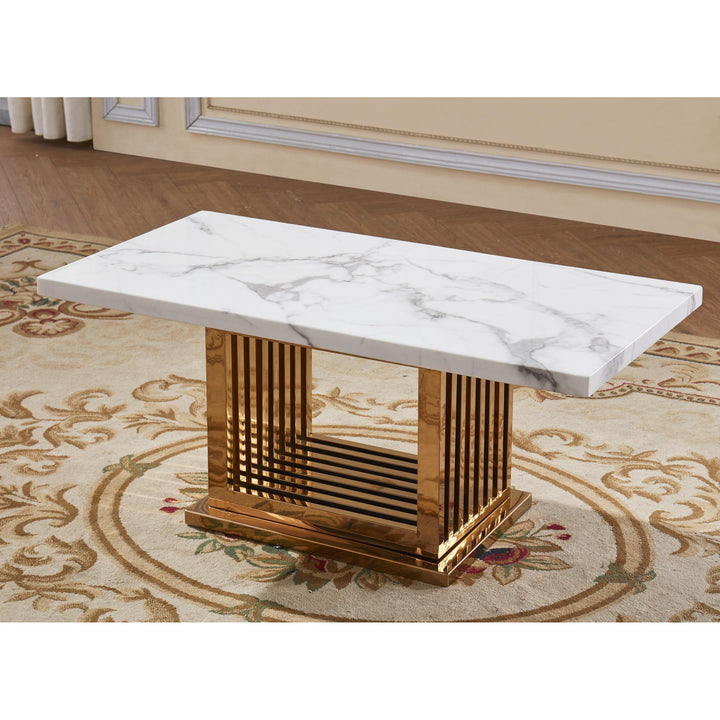 Tuscany Marble Coffee Table with Stainless Steel Base