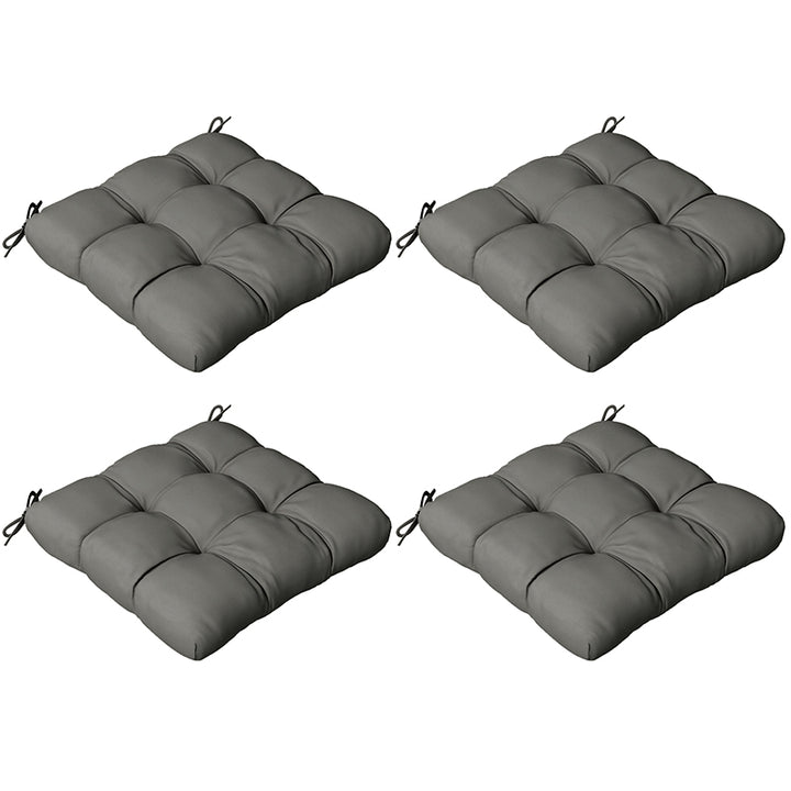 Outsunny Patio Chair Cushion Set: 4-Piece Tied Seat Pads for Indoor & Outdoor Seating, Charcoal Grey Comfort | Aosom UK