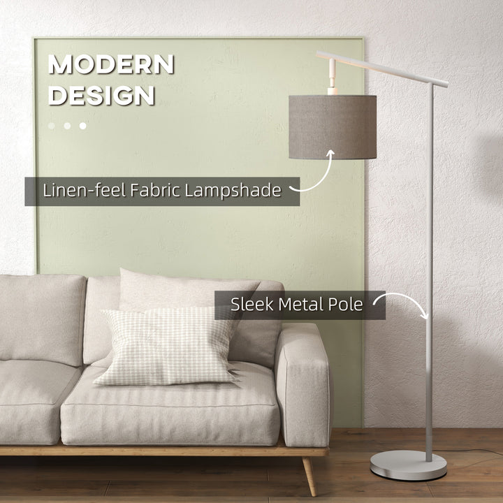 Metal Frame Floor Lamp with 350 Degree Rotating Lampshade, for Living Room and Bedroom, LED Bulb Included, Grey