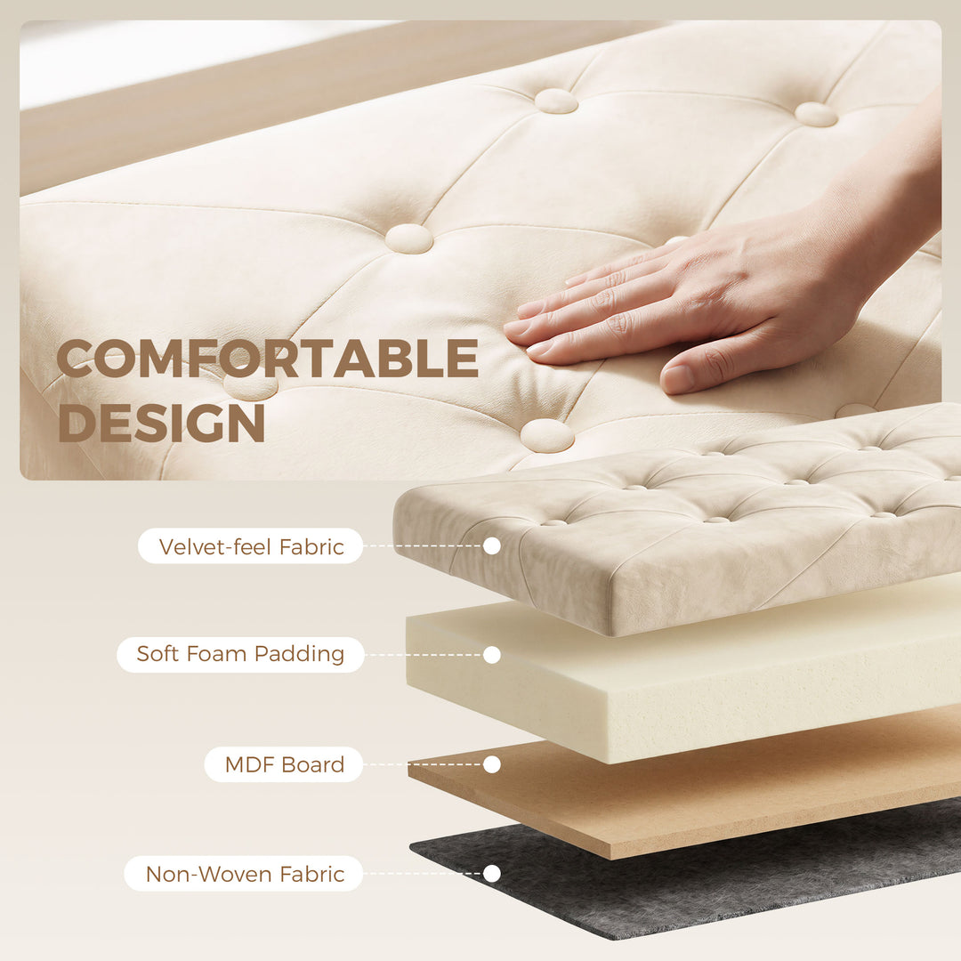 Velvet Upholstered Foldable Ottoman Footrest, Storage Ottoman Bench wi