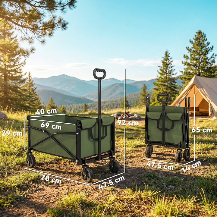 81L Festival Trolley on Wheels, Compact Garden Folding Trolley Cart wi