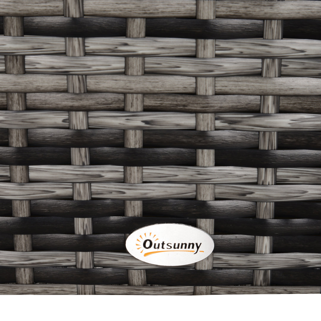Square PE Rattan Garden Table, with Glass Table Top - Grey