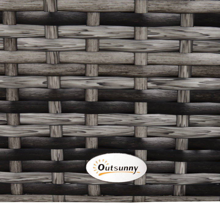 Square PE Rattan Garden Table, with Glass Table Top - Grey