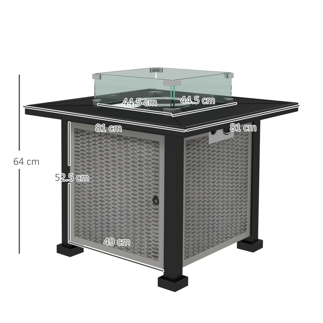 81 x 81cm 50,000 BTU Gas Fire Pit Table - Grey