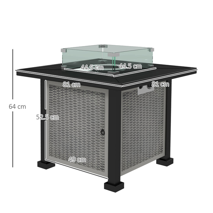 81 x 81cm 50,000 BTU Gas Fire Pit Table - Grey