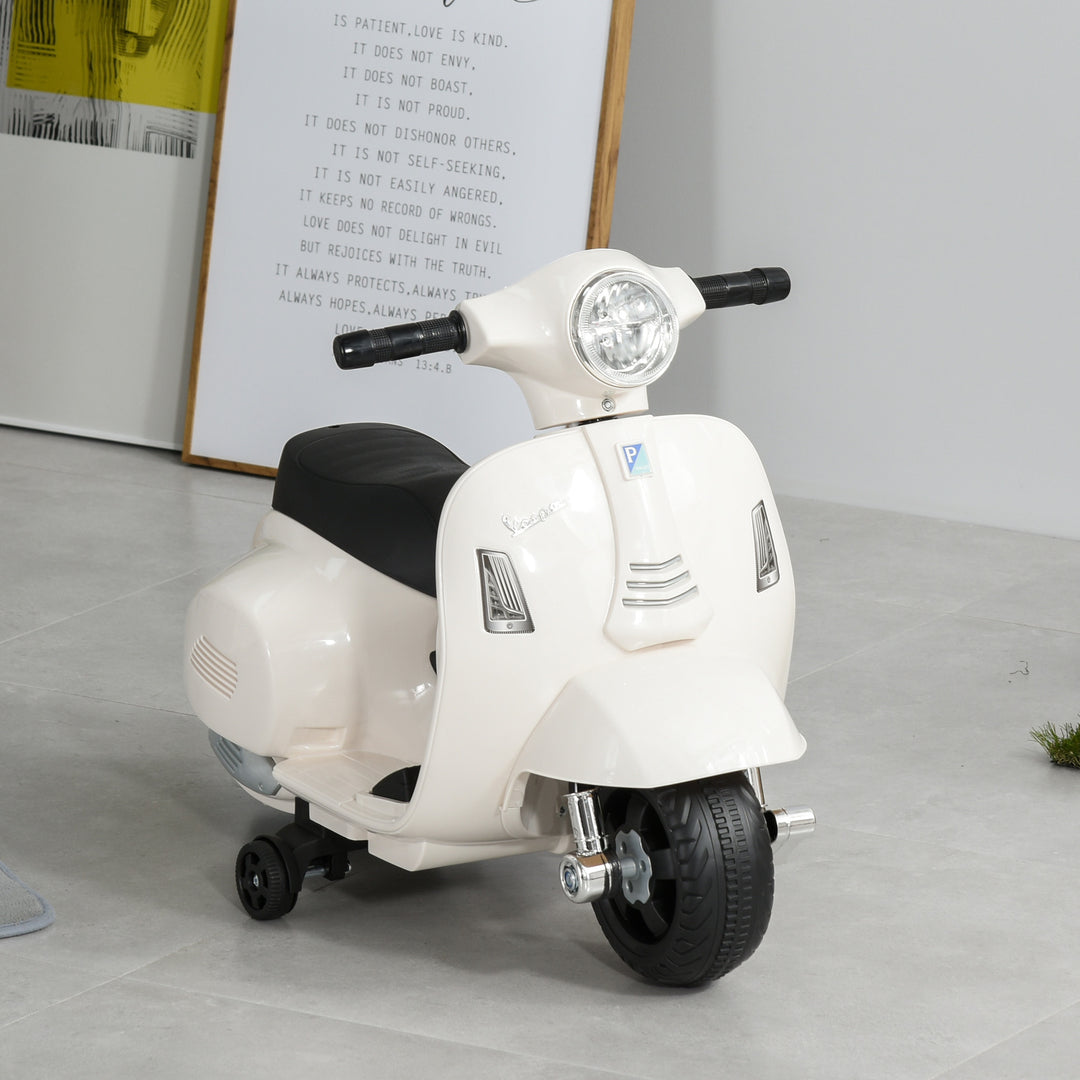 Vespa Licensed 6V Kids Electric Motorbike Ride On Motorcycle Battery Powered for 18-36 Months with Horn Headlight White