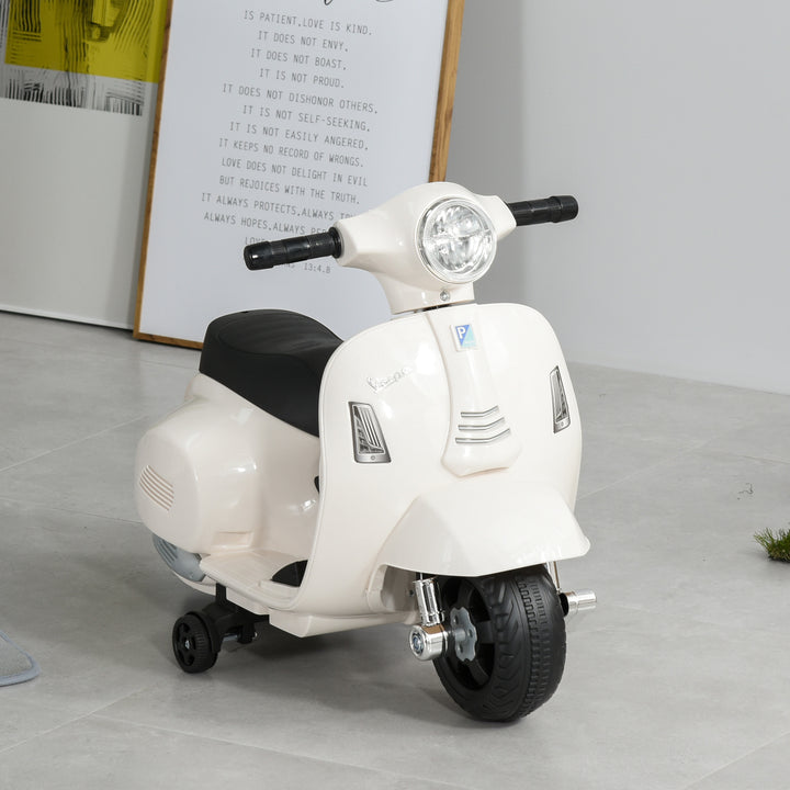 Vespa Licensed 6V Kids Electric Motorbike Ride On Motorcycle Battery Powered for 18-36 Months with Horn Headlight White