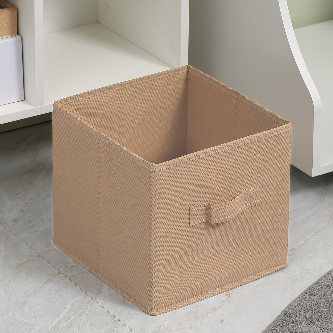 Freestanding 4 Cube Unit Cabinet Unit w/ 3 Fabric Drawers Handles Home Office Storage Shelves