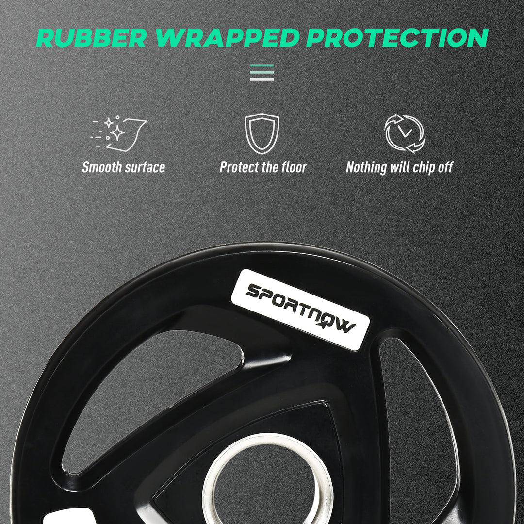 SPORTNOW Two 5kg Olympic Weight Plates, Tri-Grip Rubber-Coated Barbell Weights, with 5cm Holes, for Home, Gym, Office