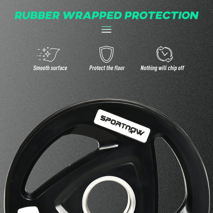 SPORTNOW Two 5kg Olympic Weight Plates, Tri-Grip Rubber-Coated Barbell Weights, with 5cm Holes, for Home, Gym, Office