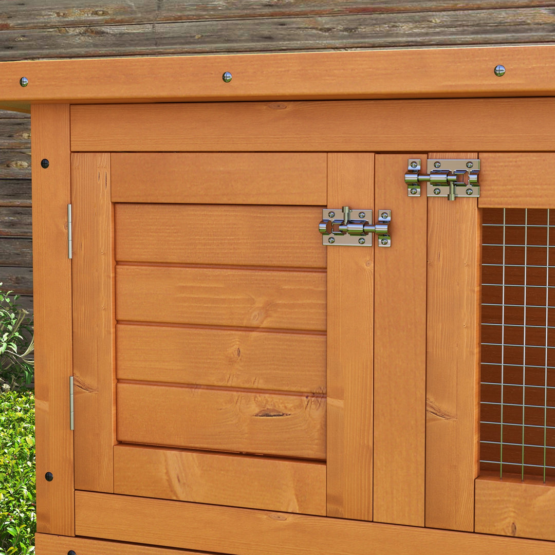 Rabbit Hutch Outdoor Guinea Pig Hutch Wooden Duck House Pet Cage with Opening Roof, 90 x 45 x 90cm