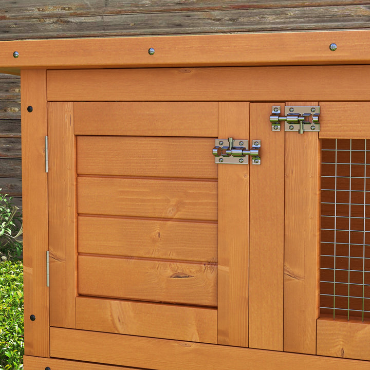 Rabbit Hutch Outdoor Guinea Pig Hutch Wooden Duck House Pet Cage with Opening Roof, 90 x 45 x 90cm