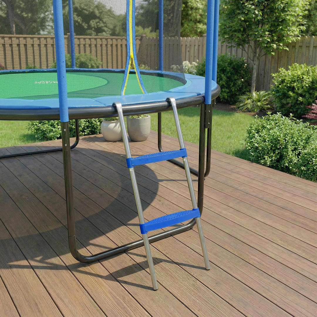 Trampoline Ladder, 2-Steps with Horizontal Wide Steps, Universal Hook,