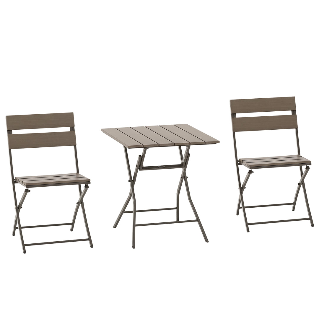 MCL 3 Piece Foldable Garden Bistro Set Patio Furniture Set with Table and 2 Chairs for Conservatory Balcony Terrace, Grey