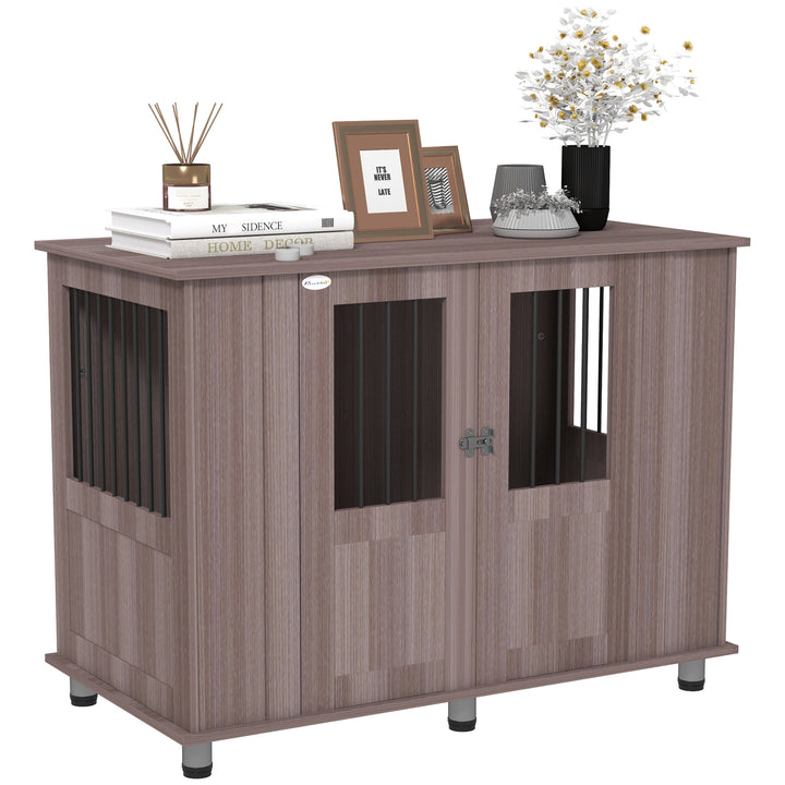 Dog Crate Table for Medium and Large Dogs with Magnetic Door for Indoor Use, 116 x 60 x 87 cm, Purple
